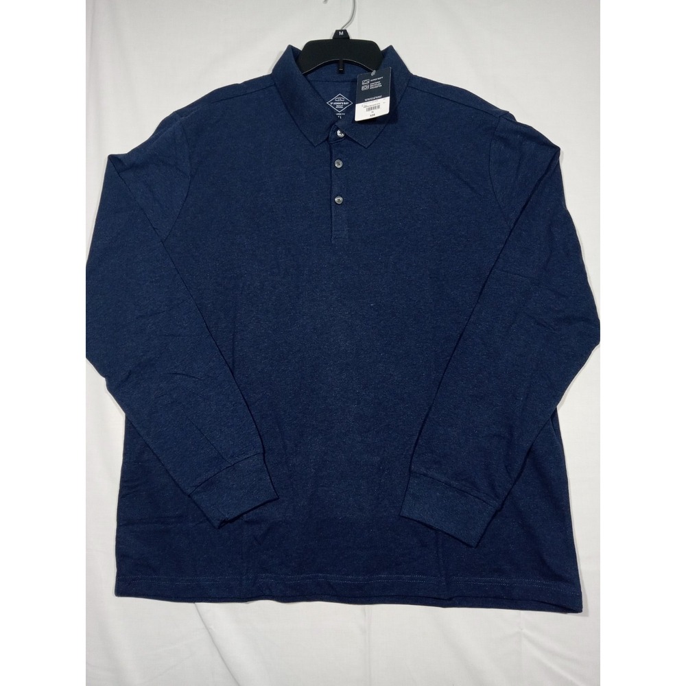 St John's Bay Supersoft Men's Polo XL Classic Fit Jersey Long Sleeve Navy